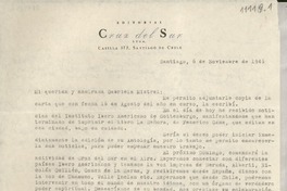 [Carta] 1946 nov. 6, Santiago, [Chile] [a] Gabriela Mistral