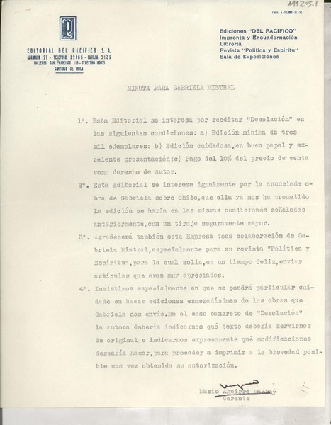 [Carta] [1945?], [Santiago, Chile] [a] Gabriela Mistral