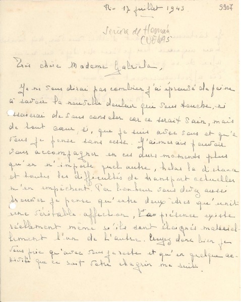 [Carta] 1943 jul. 17, Río de Janeiro [a] Gabriela Mistral