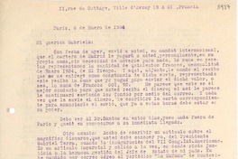 [Carta] 1934 ene. 6, Paris, Francia [a] Gabriela [Mistral]