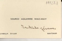 [Tarjetas] [1947?] mar. 29, [Santiago], Chile [a] Gabriela Mistral, Cónsul de Chile, Los Angeles, Cali[fornia], [EE.UU.]