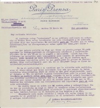 [Carta] 1946 ene. 15, Paris, [Francia] [a] Gabriela [Mistral]