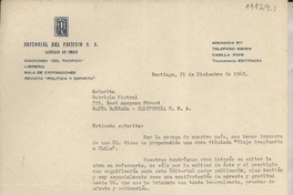 [Carta] 1948 dic. 21, Santiago, [Chile] [a] Gabriela Mistral, Santa Barbara, California, [EE.UU.]