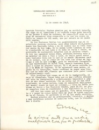 [Carta] 1948 ene. 14, New York [a] Gabriela Mistral