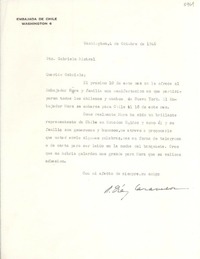 [Carta] 1946 oct. 4, Washington, [EE.UU.] [a] Gabriela Mistral