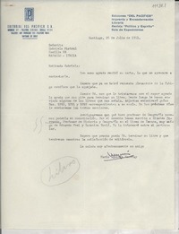 [Carta] 1951 jul. 25, Santiago, [Chile] [a] Gabriela Mistral, Rapallo, Italia