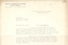 [Carta] 1955 mayo 27, Santiago [a] Gabriela Mistral, New York