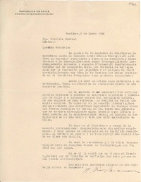 [Carta] 1948 ene. 2, Santiago, [Chile] [a] Gabriela Mistral, México