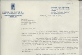 [Carta] 1952 mayo 3, Santiago, [Chile] [a] Gabriela Mistral, Consulado de Chile, Nápoles, Italia