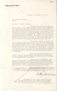 [Carta] 1949 sept. 24, Lima, [Perú] [a] Gabriela Mistral, México