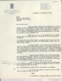 [Carta] 1954 oct. 5, Santiago, [Chile] [a] Radomiro Tomic Romero