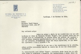 [Carta] 1954 oct. 5, Santiago, [Chile] [a] Radomiro Tomic Romero