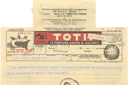 [Telegrama] 1952 ene. 12, Genova, [Italia] [a] Gabriela Mistral, Napoli, [Italia]