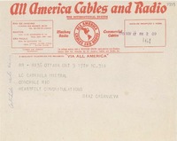 [Telegrama] 1945 nov. 17, Ottawa [Canada] [a] Gabriela Mistral, Río de Janeiro