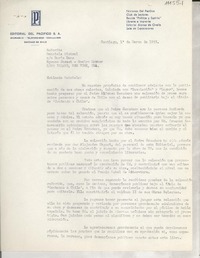[Carta] 1955 mar. 1, Santiago, [Chile] [a] Gabriela Mistral, Roslyn Harbor, Long Island, New York, EE.UU.