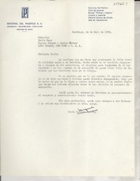 [Carta] 1955 mayo 24, Santiago, [Chile] [a] Doris Dana, Roslyn Harbor, Long Island, New York, EE.UU.