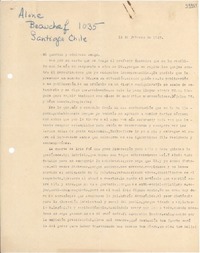 [Carta] 1949 feb. 18, [Santiago] [a] Gabriela Mistral