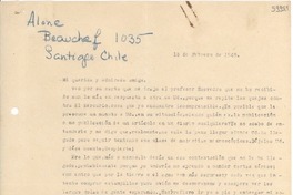 [Carta] 1949 feb. 18, [Santiago] [a] Gabriela Mistral