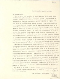 [Carta] 1952 ago. 30, Barcelona, [España] [a] [Gabriela Mistral]