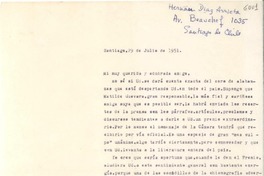 [Carta] 1951 jul. 29, Santiago [a] Gabriela Mistral