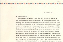 [Carta] 1952 oct. 20, [Santiago, Chile] [a] [Gabriela Mistral]