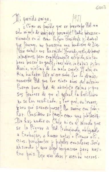 [Carta] 1951, [Santiago] [a] Gabriela Mistral