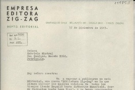 [Carta] 1943 dic. 17, Santiago, Chile [a] Gabriela Mistral, Petrópolis, [Brasil]