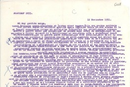 [Carta] 1951 nov. 12, [Santiago] [a] Gabriela Mistral