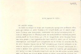 [Carta] 1953 ago. 22, Santiago, [Chile] [a] [Gabriela Mistral]