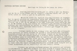 [Carta] 1944 mar. 20, Santiago, Chile [a] Gabriela Mistral, [Brasil]