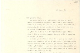 [Carta] 1954 mar. 20, [Santiago] [a] Gabriela Mistral