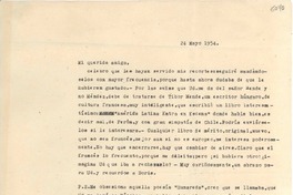 [Carta] 1954 mayo 24, [Santiago] [a] Gabriela Mistral