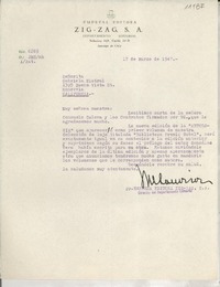 [Carta] 1947 mar. 17, Santiago, Chile [a] Gabriela Mistral, Monrovia, California, [EE.UU.]