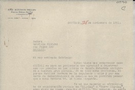 [Carta] 1951 nov. 28, Santiago, [Chile] [a] Gabriela Mistral, Nápoles, [Italia]
