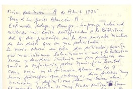 [Carta], 1975 abr. 9 Viña del Mar, Chile <a> Justo Alarcón