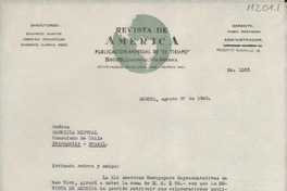 [Carta] 1945 ago. 27, Bogotá, Colombia [a] Gabriela Mistral, Consulado de Chile, Petrópolis, Brasil