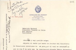 [Carta] 1946 dic. 5, [San Francisco, California] [a] Gabriela Mistral, Los Ángeles