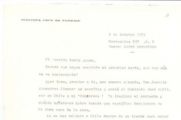 [Carta], 1974 oct. 1 Buenos Aires, Argentina <a> María Luisa Bombal