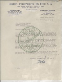 [Carta] 1948 mayo 10, Lima, Perú [a] Gabriela Mistral, Santa Bárbara, California, [EE.UU.]
