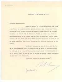 [Carta], 1971 oct. 21 Santiago, Chile <a> María Luisa Bombal