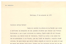 [Carta], 1971 oct. 21 Santiago, Chile <a> María Luisa Bombal