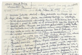 [Carta] 1947 feb. 1, Alexandria, [Estados Unidos] [a] Gabriela Mistral