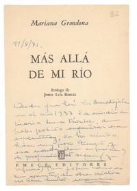 [Dedicatoria], 1971 ago. 11 Buenos Aires, Argentina <a> María Luisa Bombal