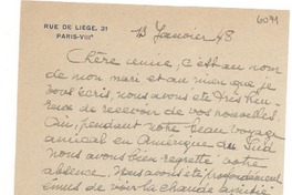 [Carta] 1948 janv. 13, Paris, [Francia] [a] [Gabriela Mistral]