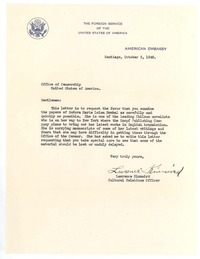 [Carta], 1942 oct. 3 Santiago, Chile <a> Office of Censorship, Estados Unidos