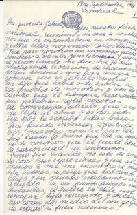 [Carta] 1944 sept. 19, Montreal, [Canadá] [a] Gabriela [Mistral], [Petrópolis], [Brasil]