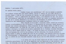 [Carta], 1977 sep. 7 Madrid, España <a> María Luisa Bombal
