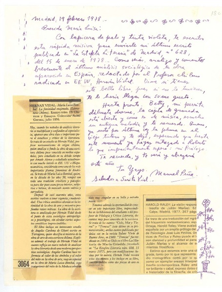 [Carta], 1978 feb. 18 Madrid, España <a> María Luisa Bombal