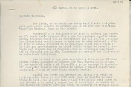 [Carta] 1945 mayo 23, Sao Paulo, [Brasil] [a] Gabriela Mistral