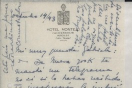 [Carta] 1943 oct. 14, México D. F. [a] Gabriela Mistral